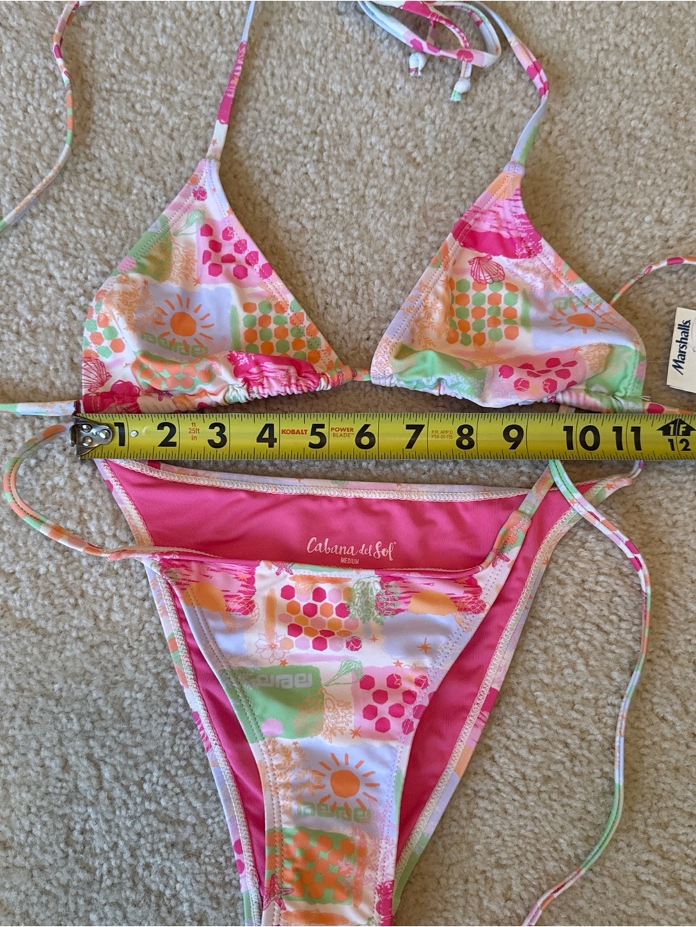 Cabana del Sol Pink & Multi Triangle String Bikini